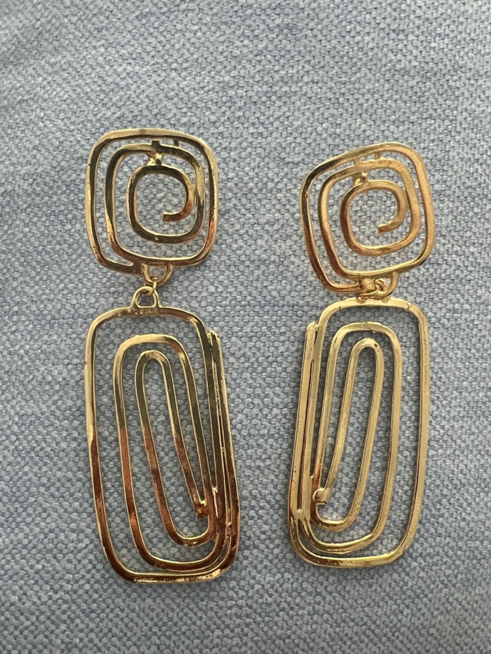 Gold Spiral Geometric Drop Earrings